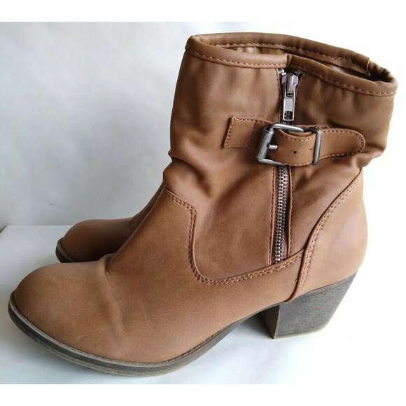Rock & Candy Zigi Silas Womens Brown Vegan Zip Ankle Booties Heels Boots Sz 10 - Picture 3 of 9